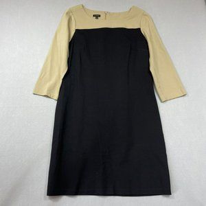 Talbots Colorblock Ponte Sheath Dress Womens 10 Black Neutral Career Office